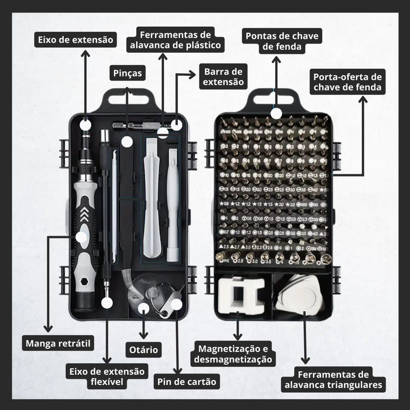 Kit de Chaves De Fendas De Precisão 115 em 1