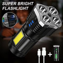 Lanterna Tática LED 4X -Super Potente, Recarregável e à Prova d´Água